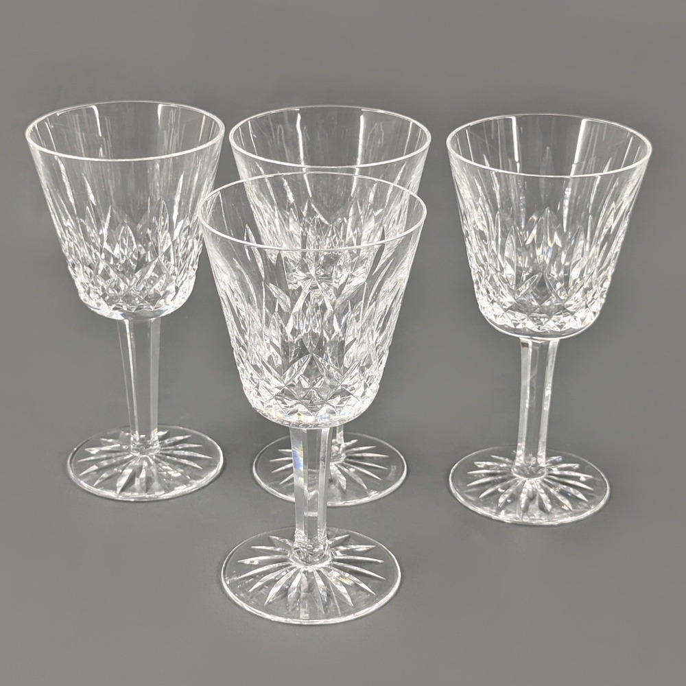Waterford Lismore Crystal Wine Glasses Set of 4 Lead Glass 5.75 inch Gothic Mark